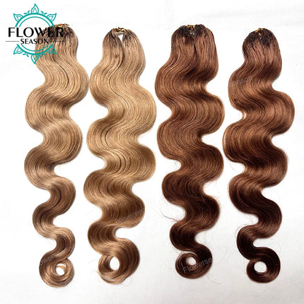 Body Wave Feather Crochet Hair Extension Human Hair Knotless Pre-Separated Crochet Human Hair Extensions Dark Brown Color #27