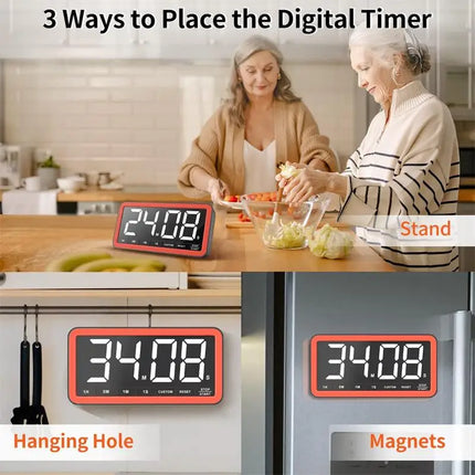 VOCOO Rechargeable Larger LED Digital Kitchen Timer Portable Magnetic Countdown Timer Cooking Timer For Classroom Kitchen