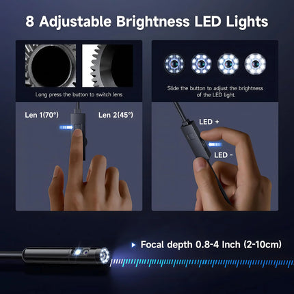 KERUI Single/Dual Lens Endoscope Camera For iPhone iPad IOS & Android Type-c Led Light IP67 Borescope Industry Inspection Camera