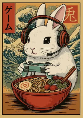 Japan Ukiyo-E Style Fun Game Animal Ramen Posters Art Print Mexican Axolotl Game Cat Ferret Canvas Painting Game Room Home Decor