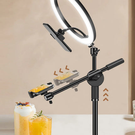 30CM Overhead Tripod for Phone with Ring Light Desktop Cellphone Bracket for Video Shooting Photography Shooting Floor Stand