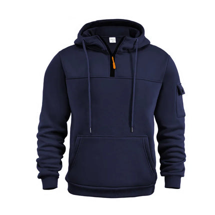 Half Zipper Men's Tactical Hoodies Solid Warm Fleece Military Sweatshirts Multi Pockets Male Hooded Jackets Thick Outdoor Polar