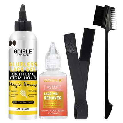 GOIPLE 2fl.oz Washable Glueless Lace Gel Extreme Hold Lightweight and Water Based Formula Non-Aerosol Adhesive for Temporary Use