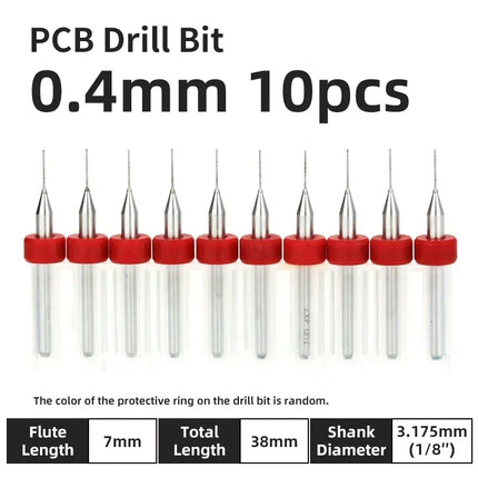 PCB Drill Bit 10pcs Tungsten Steel Micro Diameter Drill Bit Set 1/8 "Fixed Handle Mini Cnc Drill Bit 0.1-3.175mm
