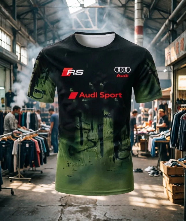 T-shirt d'été Audi Fashion de moto à motif imprimé Rider à manches courtes pour hommes et femmes, haut de sport pour adultes