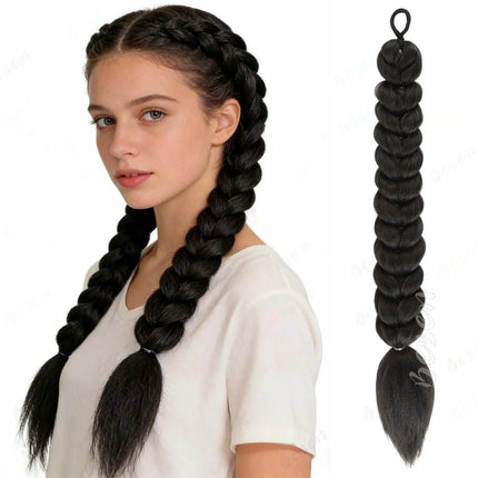 Synthetic Purple|Black|Brown|Pink Braids Ponytail Hair Extensions Long Ponytail for Kids Girls Halloween Cosplay Daily,Rumi Hair