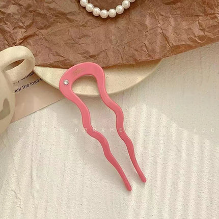 1pc Elegant Minimalist U-shaped Acetate Hairpin for Buns, 2025 New Style Hair Accessory