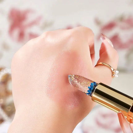 Transparent Flower Jelly Temperature Color-changing Lipstick long-lasting waterproof non stick cup  Anti-drying Lips Skin Care