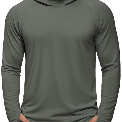 TACVASEN Men's UPF 50+ Hoodie Fishing Shirts Long Sleeve High Collar Mesh UV Sun Protection Rash Guard Swim Beach Running Hiking