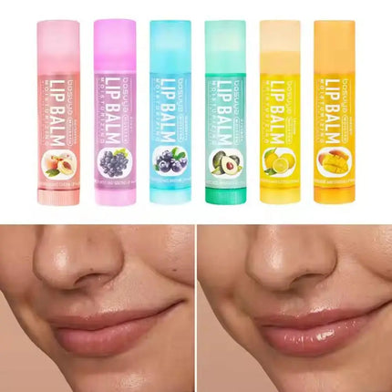 6PCs Natural Fresh Fruit Lip Balm Set Winter Moisturizing Lip Oil Long-Lasting Glossy Nourishing Lipstick Dry Lip Care Makeup