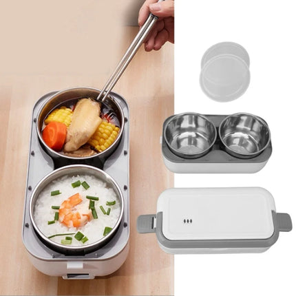 Portable Electric Lunch Box Stainless Steel Liner Heated Bento Box For Home Dorm Travel Outdoor 0.5L