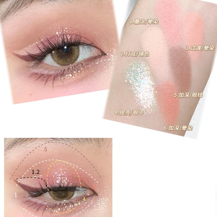 6 Colors Eye Shadow Palette Iris Purple Glitter Pearly Eyeshadow Palette Fashion Korean Shiny Eye Shadow Charming Eye Makeup