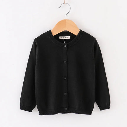 Kids Cardigans for Girls 90-140cm Sweater White Black Toddler Baby Boy Knitwear Jacket Spring Autumn Cotton Children Clothing