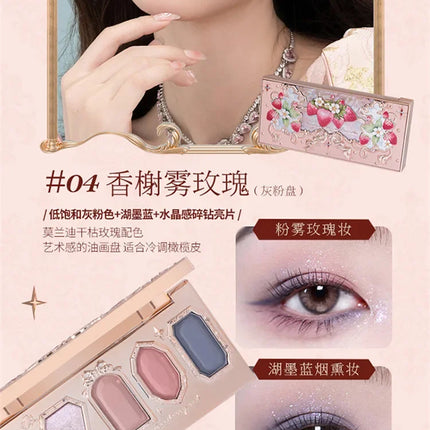 Flower Knows Strawberry Rococo Moonlight Mermaid Jewel Eyeshadow Palette 5 Colors Pearlescent Mashed Potatoes 2023