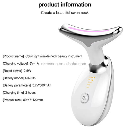 3 in 1 Microcurrent Neck Massager Facial Lift Tighten Face Contour and Smooth Lines Device 3 Color LED Light Beauty Instrument