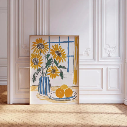 1pc Retro Beige Floral Line Printing,Simple Canvas Painting,Frameless Modern Plant Wall Decor for Living Room,Housewarming Gifts
