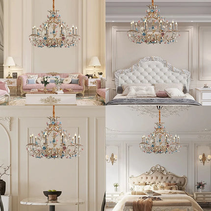 European Floral Design Chandelier Modern Rose Decorative Chandelier Lighting Nordic Living Room Ceramic Flower Chandelier