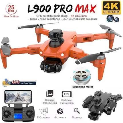 NEW HOT L900 Pro MAX GPS Drone 4K Professional HD Dual Camera 5G Wifi 360° Obstacle Avoidance Brushless Foldable Quadcopter