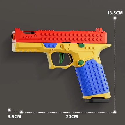 SIG17 Building Blocks Toy Gun Auto Firing Eject Shell Blowback Soft Bullet Pistol Outdoor War Game for Boys Adults Gift