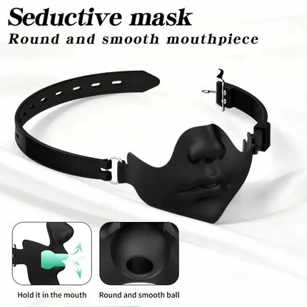 New Production Face Mask Mouth Gag Sex Bondage Breathable Ball Gag Dildo Adjustable Oral Plug Mask Juguetes Sexuales Adult Toys