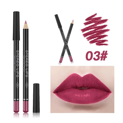 12PCS Matte Lip Liner Pencils Waterproof Long Lasting Pigments Smooth Colorful Nude Silk Lip Makeup