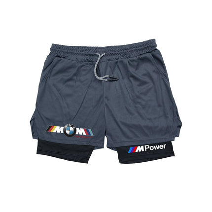 BMW's new men's 2-in-1 sports shorts, breathable and casual, quick-dry double-layer shorts, perfect for summer running and sport