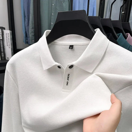 Spring and Autumn new style pure cotton long-sleeved business casual pure color high-quality men's Polo shirt
