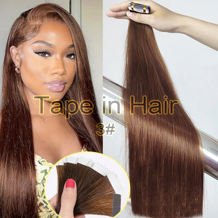 Tape In 100% Real Remy Human Hair Brazilian Human Hair Straight Extensions Skin Weft Adhesive Glue On Salon Quality for Woman