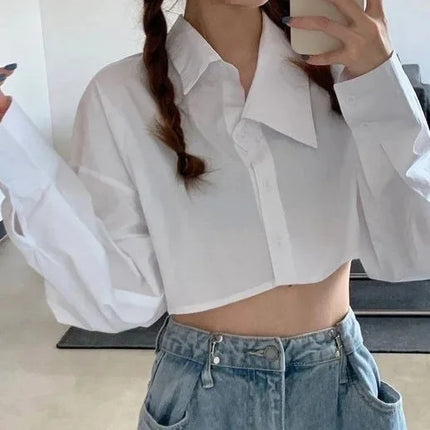 Casual Base Layer Top Autumn Collection Fresh Korean Style Doll Collar New Model Long Sleeve Shirt Women's Top