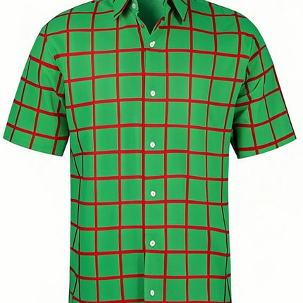 Fashion Men's Short Sleeve Shirt Casual Plaid Color Summer 3D Printed Lapel Shirt New  Fashion Casual Men's Clothing Unisex Tops