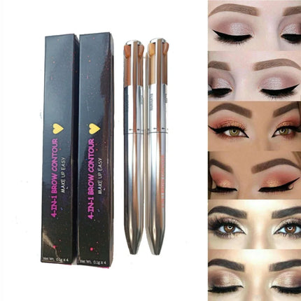 Multi-effect 4 In 1 Eyeliner Eyebrow Pencil Contour Pen Long Lasting Waterproof Cosmetics Eyeliner Makeup Pencil Lip Liner Pen