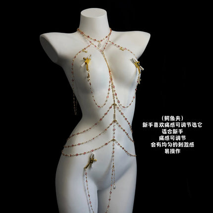 Sexy Sultry Body Chains Rhinestone Collars Nipple Clitoral Clamps Anal Plugs Feminine Erotic Accessories BDSM Training Sex Toys