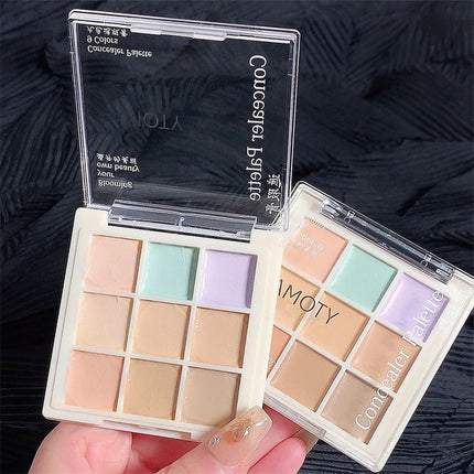 9Color Concealer Palette Full Coverage Concealer Cream Waterproof Covers Acne Mark Dark Circles Brighten Face Base Korean Makeup