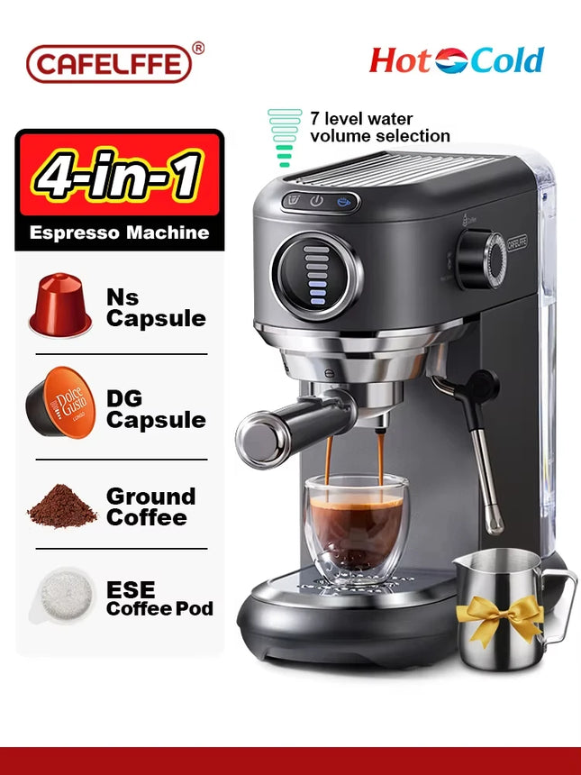 Cafelffe 4-in-1 Coffee Maker Hot/Cold Dolce Gusto Nespresso Machine ESE Pod Ground Cappuccino Espresso Coffee Machine cafetera