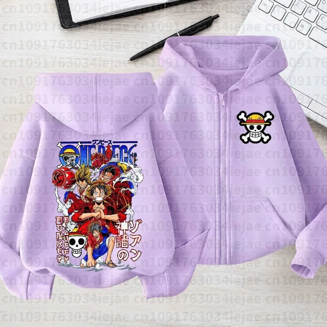 2026 One Piece Anime Hoodie Zipper Hoodie Men Women Luffy Print Graphic Streetwear Casual Pullover Long Sleeve Tops Autumn