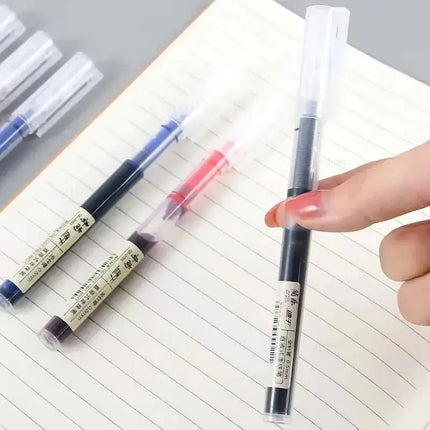 10Pcs Straight Liquid Writing Gel Pens Quick-drying Large-capacity Black Blue Ink For Writing School Office Stationery Supplies