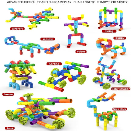 Building By Splicing Water Pipes With Building Blocks DIY Toys