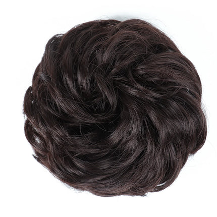 Azqueen Synthetic Messy Bun Chignon Donut Gary Brown Color Hair Bun Pad Elastic Hair Rope Rubber Band Hair Extensions