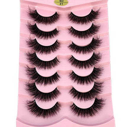 7pairs Natural Russian Strip Lashes Fluffy Mink Lashes 3D False Eyelashes Fluffy Volume Eyelashes Fake Eyelash Extension Make Up