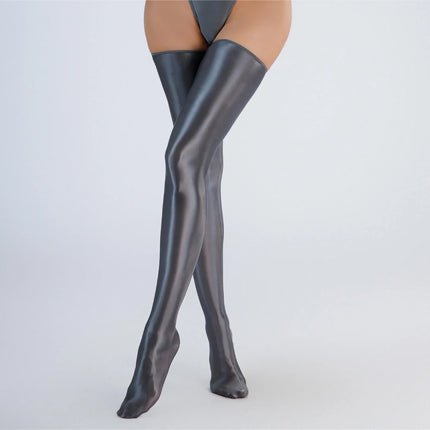 New Glossy Shiny Long Sleeve Swimsuit Zipper Crotch Bodysuit Tights Body Teddies Sukumizu High Elastic Leotard Unitard Tshirt