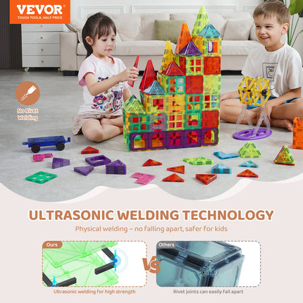 SucceBuy 180PCS Magnetic Building Blocks Construction Set Children Magnet Tiles Educational Toys for Kids Birthday Gifts