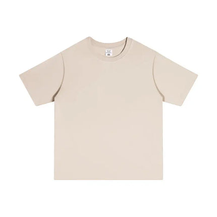 250GSM Customized Printed LOGO Solid 100% Cotton T-shirts Basic Tee Casual Oversized Drop Shoulder Quality Short T-shirt Men