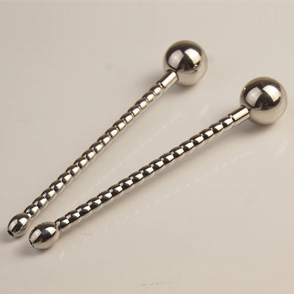 Stainless Steel Ribbed Urethral Sounding Dilator Beads, Metal Penis Plug with Cum Thru Hole,Hollow Urethra Catheter
