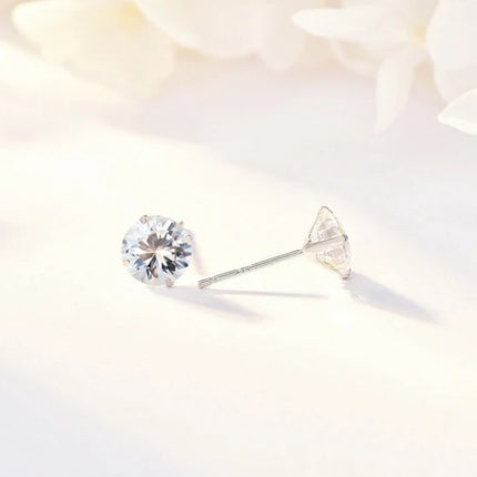 Crystal Zircon Real 925 Sterling Silver Earrings Channel  Cubic Zirconia Silver Stud Earrings for Women Sterling Silver Jewelry