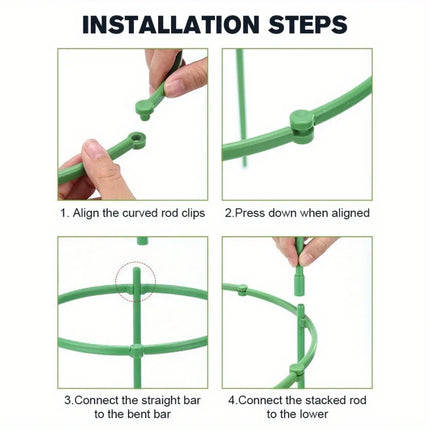 30/60/90pcs Adjustable 5/10/15 Tier Plastic Plant Support Rings - Stackable Green Plaid Design, Lightweight Durable & Easy to