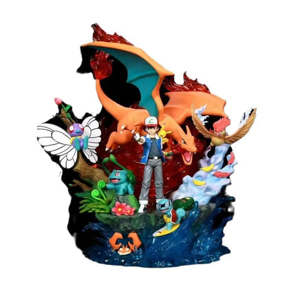 Pokemon Ash Ketchum Light Up Gk Anime Figure Charizard Squirtle Bulbasaur Collectible Statue Model For Adult Anime Collectors