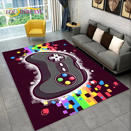 3D Cartoon Game Gamer Gamepad Large Area Rug, Carpet Rug for Living Room Kids Bedroom Sofa Doormat Decor, Child Non-slip Floor Mat