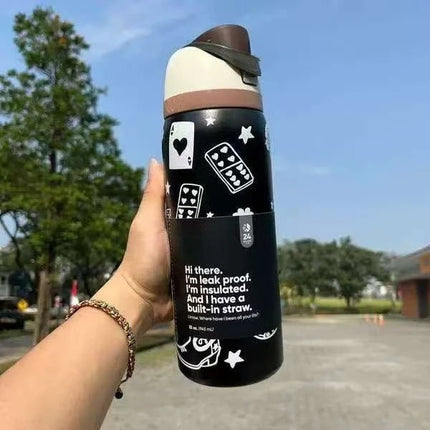 32OZSimple and stylish fruit cup, large capacity outdoor sports travel cup, double-layer 304 stainless steel insulated water cup