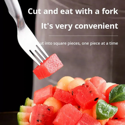 1pc Multi-purpose Portable 2In1 Watermelon Fork Slicer Watermelon Slicer Cutter Knife Stainless Steel Kitchen Fruit Cutting Fork