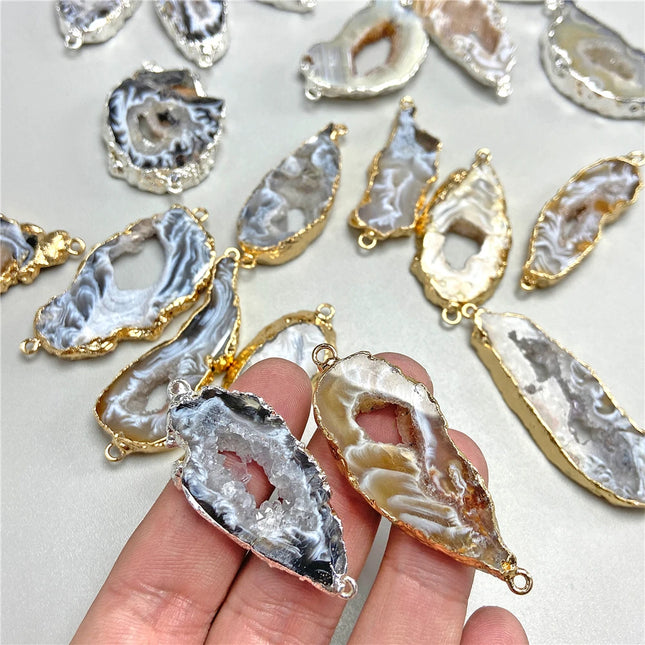 1pc Irregular Natural Stone Agate Druzy Connector Pendant Charms for Jewelry Making DIY Earring Necklace Accessory Jewellery